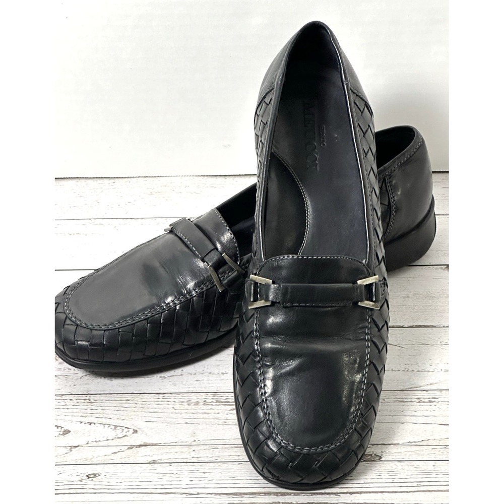 Sesto Meucci Black Woven Loafers Italian Woven Loafers With Bucket Size 9M - Picture 10 of 16